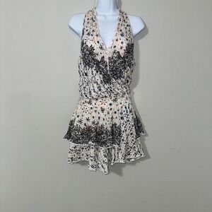 Pouppette St Barth White Floral Print Racerback Ruffle Mini Dress EUC Size S